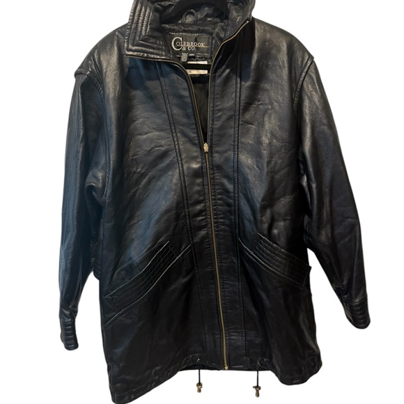 COLEBROOK &CO Black Heavy Leather Jacket
